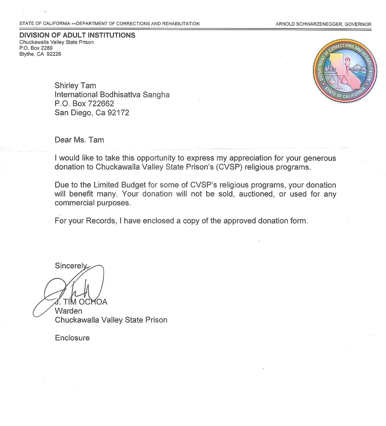 Donation Approved Letter for IBS // Update Aug.29  Buddhist Causes